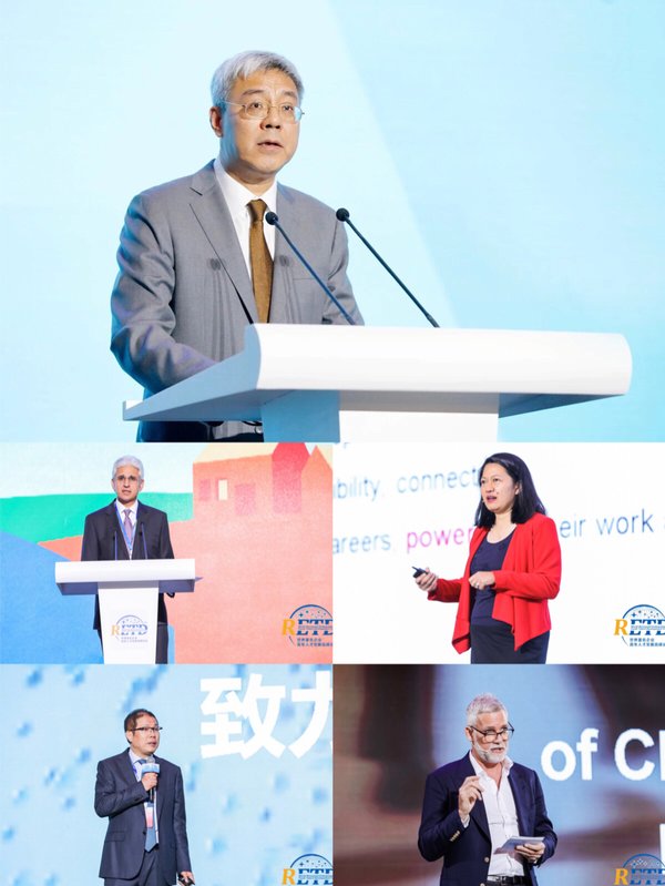 中共上海市委副书记尹弘及各全球500强企业高管发言。 中共上海市委副书记尹弘及各全球500强企业高管发言。