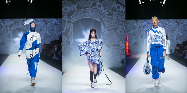 模特身着Angus Chiang打造的联名系列走秀