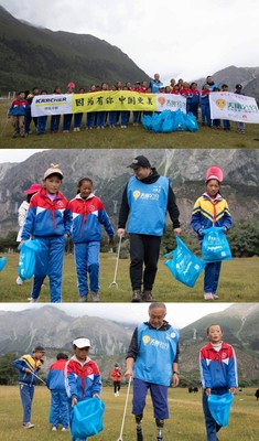唐晓东先生和和当地的小学生一起清理了村庄河道与公路附近的垃圾