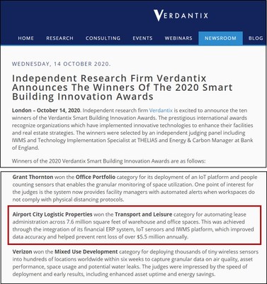 Verdantix公布2020全球十大智能建筑创新奖获奖名单
