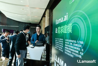 LLamasoft解决方案总监丁平在活动现场与参会者沟通