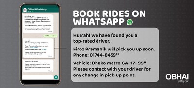 Ridesharing APP OBHAI ON WHATSAPP – A First in Bangladesh