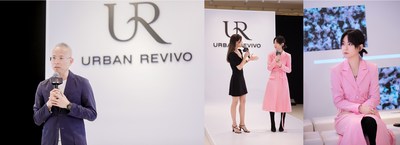 左 - URBAN REVIVO品牌CEO 李明光先生致辞；右 - UR品牌大使周笔畅