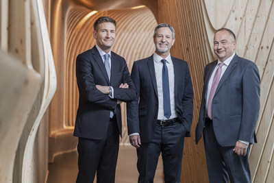 Spielwarenmesse eG is now led by a three-member Executive Board (from left): Florian Hess, Christian Ulrich (Spokesperson) and Jens Pfl&uuml;ger take up the reins on 1 July.