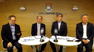 从左至右：骆松森博士（主持人）、邱震海博士、任景信先生、刘宁荣教授